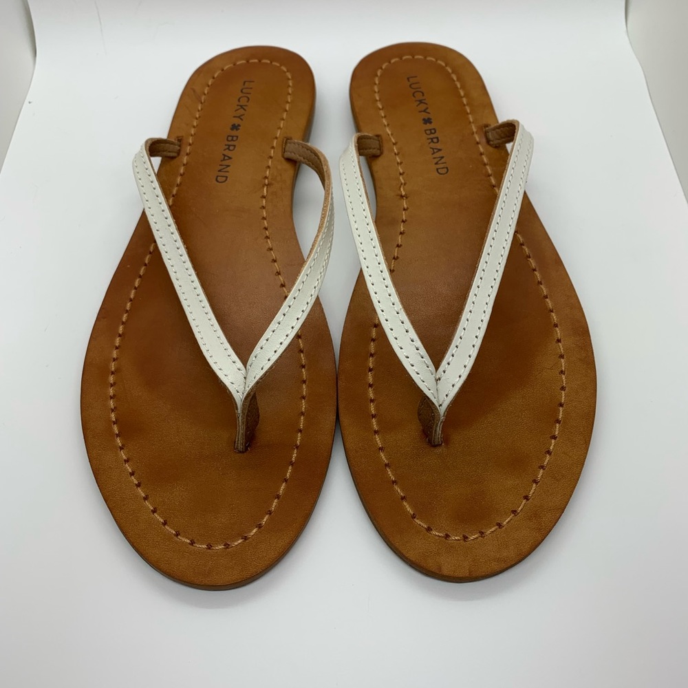 Lucky Brand Amberr white leather thong